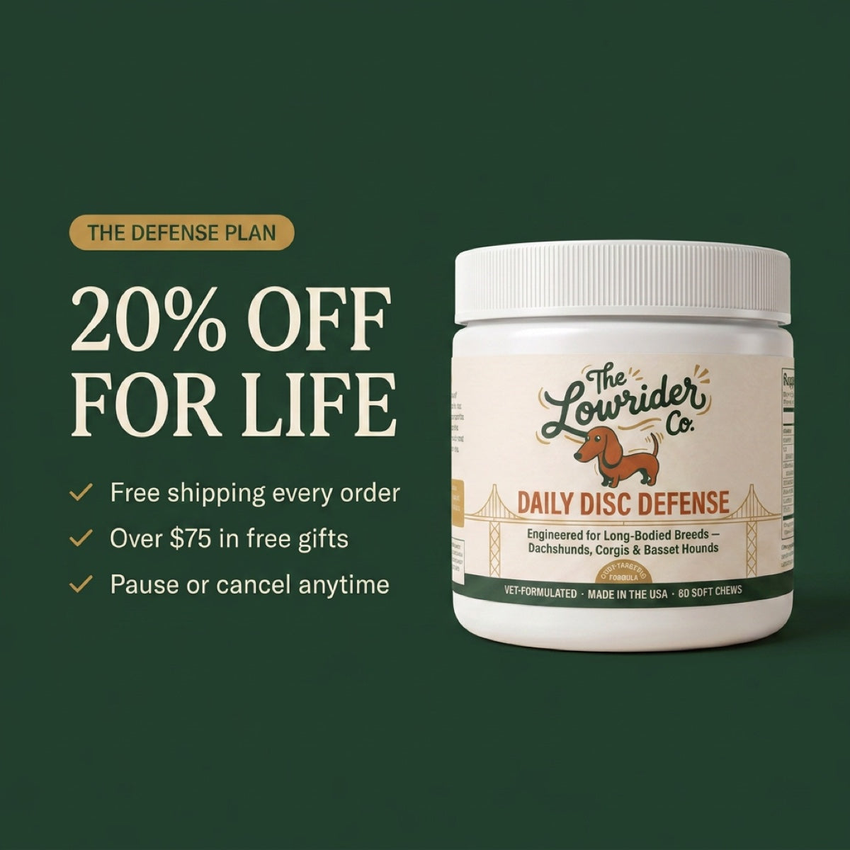 Product Title: Daily Disc Defense™ Soft Chews — Formulated for CDDY/CDPA Breeds